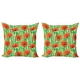 thumbnail image 1 of Ambesonne Spring Throw Pillow Cover 2 Pack, Poppy Flowers Field, 20", Fern Green Scarlet, 1 of 5