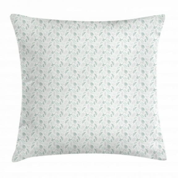 Spring Throw Pillow Cushion Cover, Pastel Toned Seasonal Botanical Pattern with Leaves and Herbs, Decorative Square Accent Pillow Case, 16 X 16 Inches, Jade Green Pale Green Pale Mauve, by Ambesonne