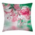 thumbnail image 1 of Spring Throw Pillow Cushion Cover, Refreshing Rose Petals and Butterfly Water Romance Beauty Bouquet Design, Decorative Square Accent Pillow Case, 16 X 16 Inches, Jade Green Light Pink, by Ambesonne, 1 of 2