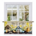 thumbnail image 1 of Spring Tier Curtains 24 Inch Length, Brown Vintage Birds Cages Eggs Flowers Herbs Cafe Short Curtains for Bathroom Over Sink, Small Kitchen Curtain Light Filtering Tiered Drapes 2 Panels 27.5"Wx24"L, 1 of 8