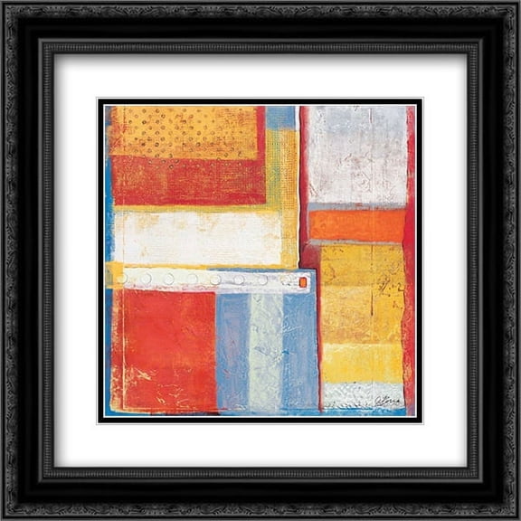 Spring Time I 2x Matted 20x20 Black Ornate Framed Art Print by Osborne, Susan