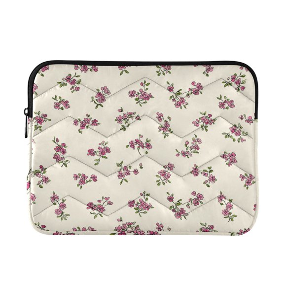 Spring Tiny Flowers Beige Background Quilted Laptop Protective Cases Computer Sleeves Tablet Bags Briefcases M