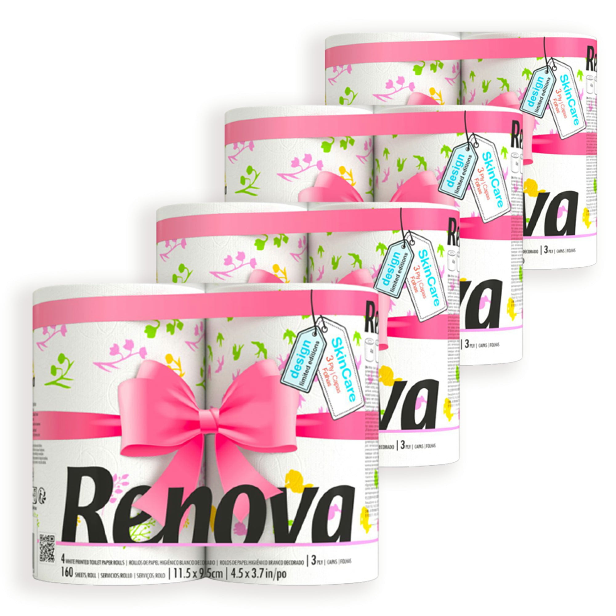 Spring Toilet Paper 4Pack Renova 3Ply Rolls