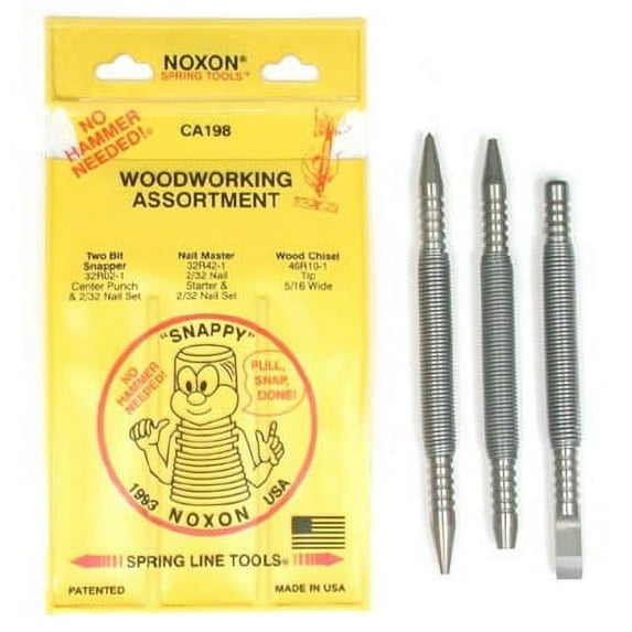 Spring Tools CA198 3 Pc Center Punch, Nail Set and Wood Chisel ...
