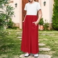thumbnail image 1 of Girl's Short Sleeve Dresses Trendy Casual Color Block T-Shirts Pleated Long Maxi Dress with Pockets 4-14 Years, 1 of 7
