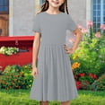 thumbnail image 1 of Girls Summer Casual Dresses A Line Swing Flowy Dress Basic Short Sleeve Dress Solid Color Dresses School Uniform, 1 of 7