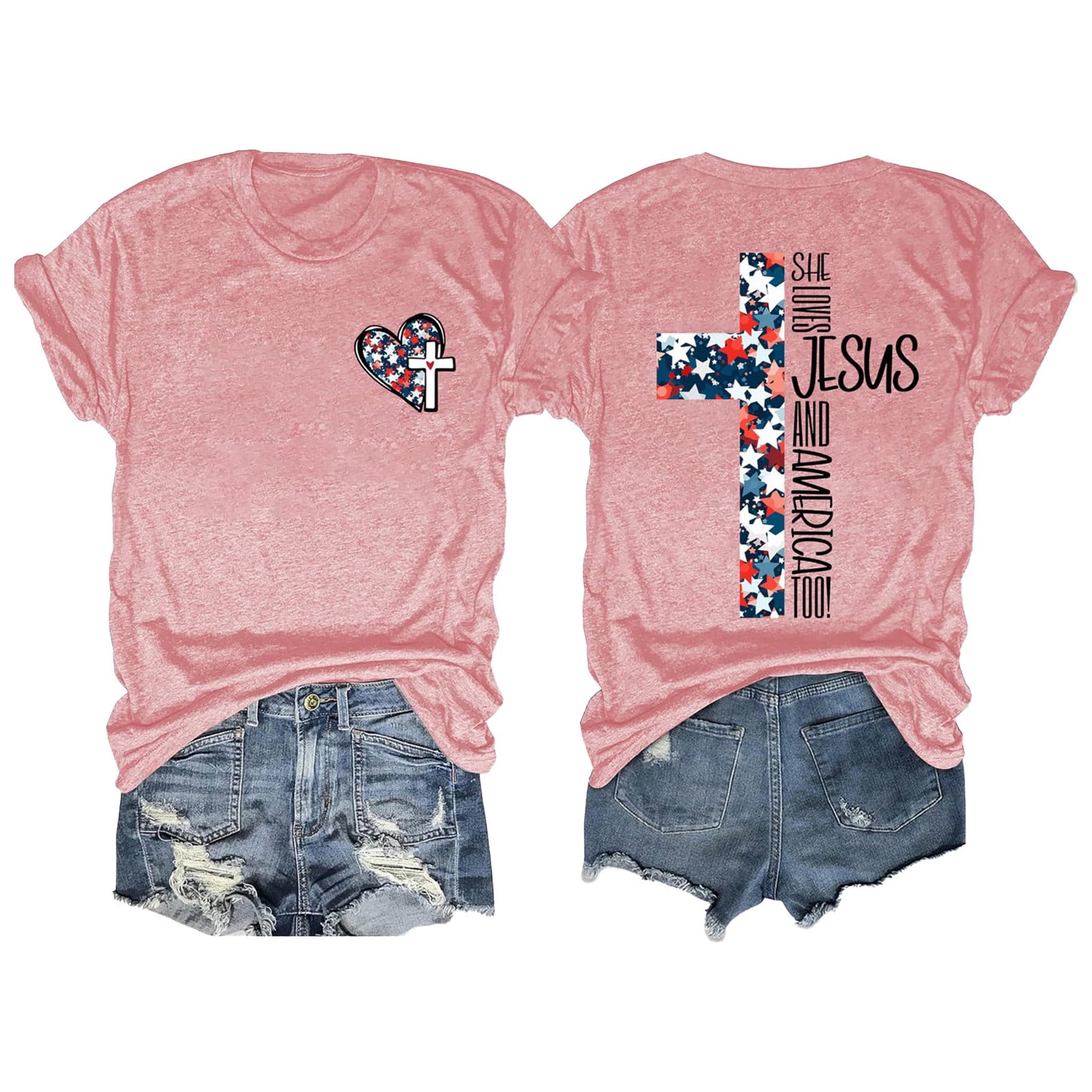 Spring Tops For Women Fashionable Floral Print Short Sleeve For ...