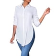 thumbnail image 1 of Spring Tops For Women Slit Side V Neck Long Sleeve Button Down Fashion Blouse, 1 of 6