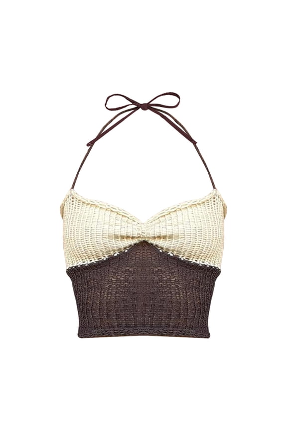 Spring Tops for Women 1x Tops Women Sleep Bear Top Women Sheer Top Women Lace up Top Women Women's Summer Casual Wool Knit Contrast Color Stitching Camisole Vest