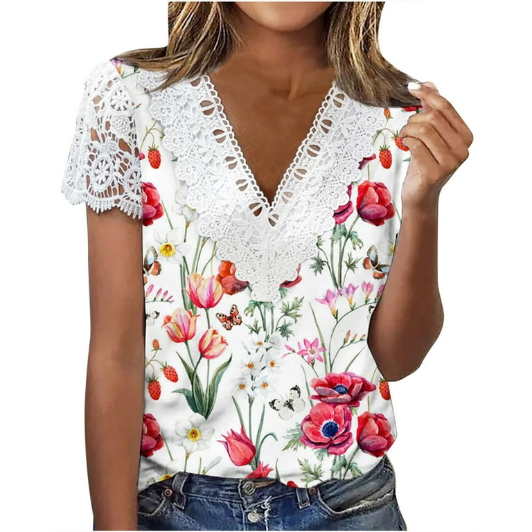 Short Sleeved T Shirt Casual O Neck Print Pullover Loose Fashion Blouse  Tops Best Prime Deal Under 7 Dollar Items Under 2 Dollar Cute Cheap Stuff  Under 5 Dollars Stuff Under 1 Dollar