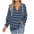 thumbnail image 1 of Spring Tops For Women 2025!DianGeFu Womens Hoodies Pullover Plus Size,Women's Casual Loose Drawstring Hooded Striped Long Sleeve Sweatshirt Top,Navy,M, 1 of 5