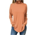 thumbnail image 1 of Spring Tops for Women 2025!DianGeFu Womens Tee with Long Sleeves $15,Women's Off Shoulder Sleeves Long Sleeve Printed High Neck Top T-shirt,Orange,L, 1 of 3