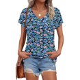 thumbnail image 1 of Spring Tops for Women 2025 Viikei Womens Plus Size Tops Short Sleeve,Women's Printed V-neck Short-sleeved T-shirt Loose Top Short Sleeve Top Multicolor M, 1 of 4