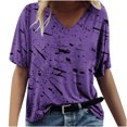 thumbnail image 1 of Spring Tops for Women 2025 Viikei Womens Short Sleeve Tops Plus Size Loose Fit Comfy Basic Tee Stylish V-Neck Modern Printing Graphic Tee for Womens Clothes for Spring Summer Women's Fashion T-shirt, 1 of 4