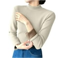 thumbnail image 1 of Spring Tops for Women 2025 Viikei Womens Tops Clearance,Fall Tops for Womens 2025 Trendy,Women's New Solid Color Long Sleeve Pullover Half High Neck Casual Base Shirt White L, 1 of 2