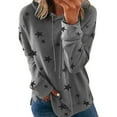 thumbnail image 1 of Spring Tops for Women 2025 Viikei Womens Tops Long Sleeve under $5,Womens Long Sleeve Shirts,Fashion Women Print Long Sleeve Comfortable Breathable Round-Neck Shirt Tops Dark Gray XXXXXL, 1 of 4