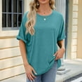 thumbnail image 1 of Spring Tops for Women 2025 Viikei Womens Tops Short Sleeve Plus Size Trendy O-Neck Solid Color Basic Tee forWomen Leisure Loose Fit Blouses forSpring Summer Womens Print Tops Funny T-Shirt, 1 of 7