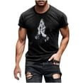 thumbnail image 1 of Spring Tops for Women Funny Shirts for Men under $10 Mens Tops under $5 Summer Men's Casual Graphic Short Sleeve Round Neck Tops/Shirt Black XXXXL, 1 of 4