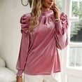 thumbnail image 1 of Spring Tops for Women Homenesgenics Clothes under $5.00 Ladies Fashion Solid Color Long Sleeve Round Neck Frenulum Shirt Woman Velvet/Pink XL, 1 of 6