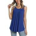 thumbnail image 1 of Spring Tops for Women Homenesgenics Tank Tops for Women under $5 Women's Summer Casual Sleeveless Blouse CrewNeck Tops Solid Color T-Shirt Vest for Women Blue XXL, 1 of 6