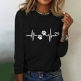 thumbnail image 1 of Spring Tops for Women Long Sleeve Shirts for Women Plus Size Women's Printed Round Neck Pullover Casual Women's Womens Fall Clothing New Arrivals Black S, 1 of 4