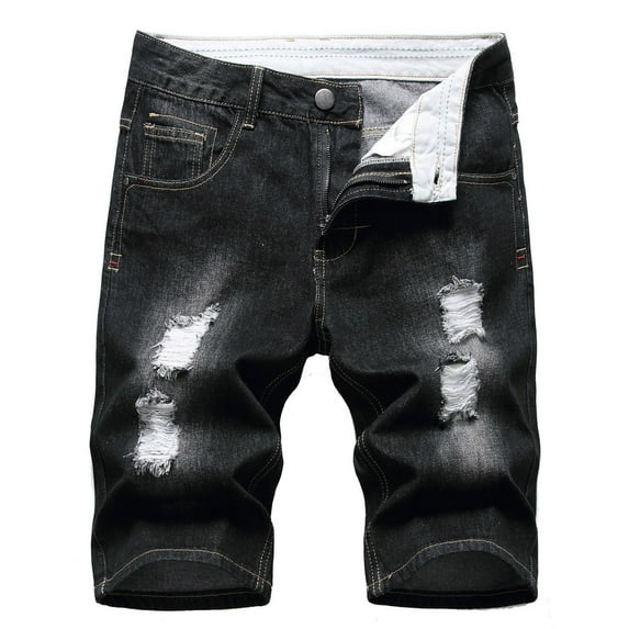 Spring Tops for Women Mens Shorts athletic with Pockets Men's Ripped Denim Trunks Stretchy Washed Jeans Trunks Cut-off Classic Fit Biker Jeans Trunks