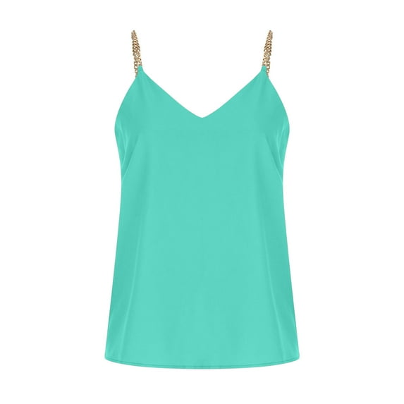 Spring Tops for Women Viikei Womens Camisoles and Tanks Plus Size Tank Tops for Women Camisoles for Women Fashion Sleeveless Solid Color Vest Tops Tank Vest Ruffled Hem Blouse