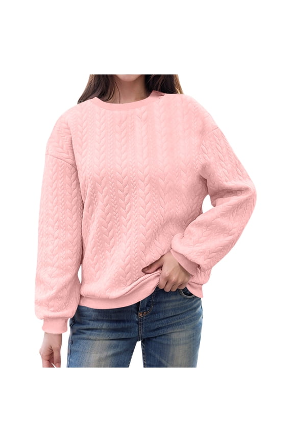Spring Tops for Women Viikei Womens Hoodies Sweatshirts,Womens Oversized Round Neck Fall Winter Casual Quilted Long Sleeve Drawstring Pocketed Sweatshirts Pullover Tops Watermelon Red XXL