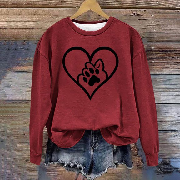 Spring Tops for Women Viikei Womens Tops under $5 Plus Size,Tops for Women under $10 Fall,Women's Round NeckSt. Patrick's Day Printed Long Sleeved Top Sweatshirts Wine L