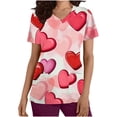 thumbnail image 1 of Spring Tops for Women Viikei Womens Tops Short Sleeve Casual,Womens Plus Size Clearance $5,Women's Short Sleeve V-neck Top Valentine's Day Printed Pocket Nurse Top Multicolor L, 1 of 5