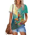 thumbnail image 1 of Spring Tops for Women Viikei Womens Tops Short Sleeve,Plus Size Tops for Women Short Sleeve V Neck Shirts,Women's New Short-sleeved V-neck Pullover Casual Printed Fashion Top Multicolor L, 1 of 7