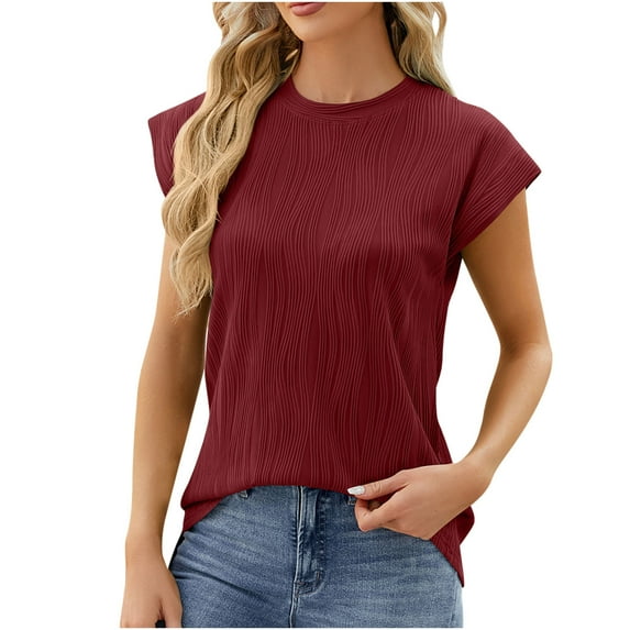 Spring Tops for Women Viikei Womens Tops Spring Summer Short Sleeve Round Neck Shirt for Womens,Women's Fashion Solid Round Neck Short Sleeves Casual T-Shirt Top