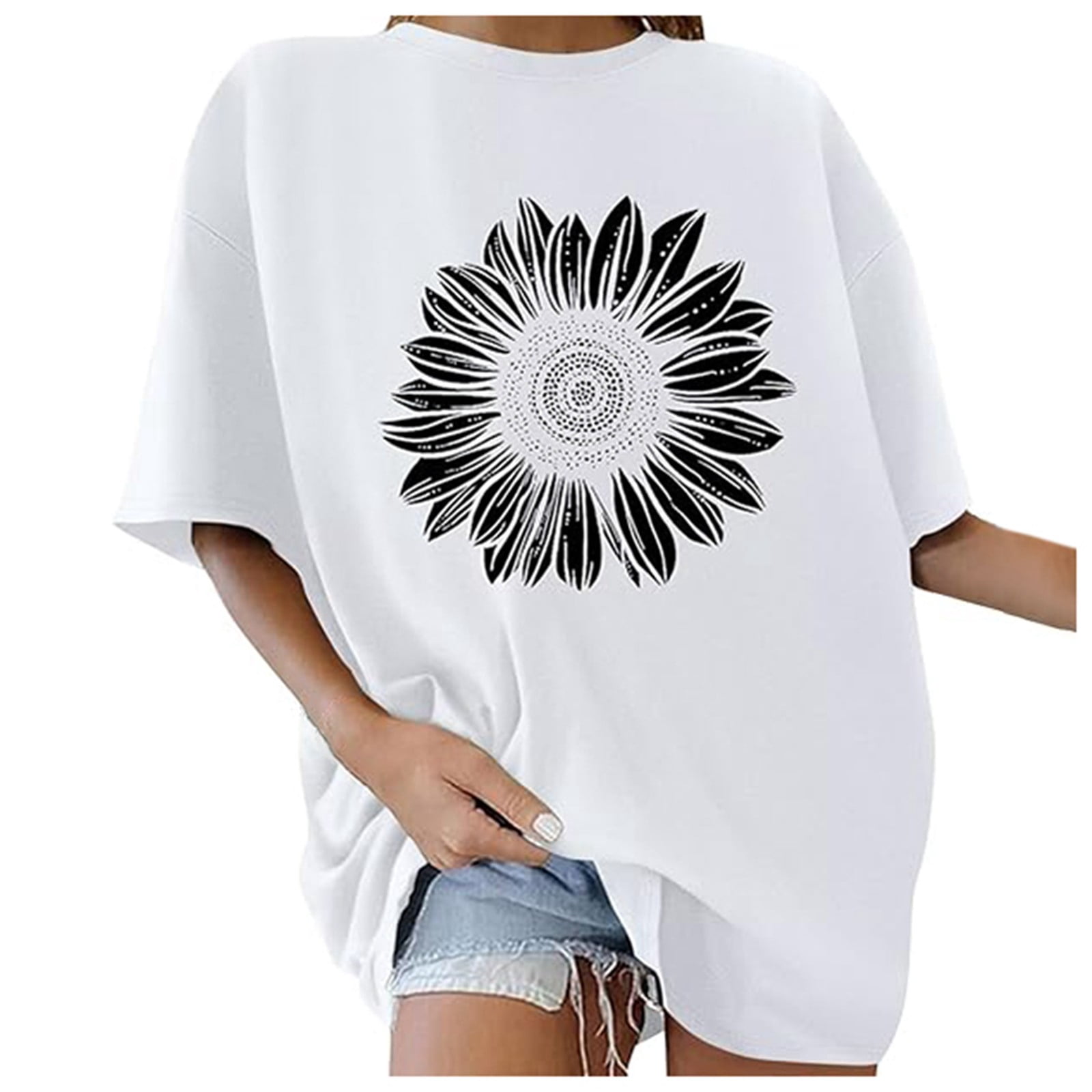 Spring Tops for Women Women's Fashion Printed Crew Neck Short Sleeve T ...