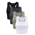 thumbnail image 1 of Spring Tops for Women Womens Square Neck Ribbed Seamless Workout Exercise Shirts Yoga Women's Tops 4 Pieces Basic Crop Tank Tops Sleeveless Crop Sport Blouse, 1 of 8
