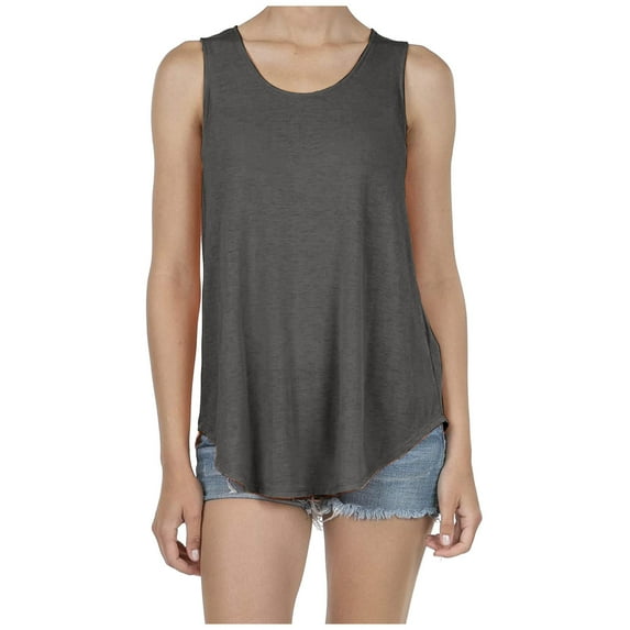 Spring Tops for Women Womens Tank Tops Plus Size Women's Casual Round Neck Tank Top Loose Solid Round Neck Sleeveless Tank Top Round Neck Tank Top Gifts for Women