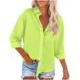thumbnail image 1 of Spring Tops for Women Womens Tops Fall Clothes Womens Color Button up Shirts V Neck Loose Blouse Long Sleeve Casual Work Tunic Tops with Pocket Green XXL, 1 of 5
