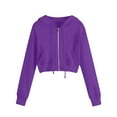 thumbnail image 1 of Spring Tops for Women Womens Tops Plus Size Fall Clothes Women's Zip Up Hoodies Sweatshirts Clothes Teen Girl Fall Casual Drawstring Jackets with Pockets Overcoat Purple L, 1 of 3