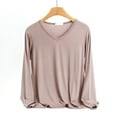 thumbnail image 1 of Spring Tops for Women 2025 Trendy Solid Blouses for Women Plus Size Long Sleeve Shirts for Women Loose Fit Cotton Cheap T Shirts Womens Clearance, 1 of 5