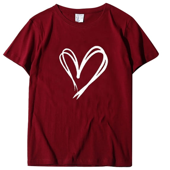 Spring Tops for Women 2025 Viikei Valentines Day Womens Clothing Womens Valentines Shirts Women Pullover Color Printing Short Sleeves T-shirt Tops