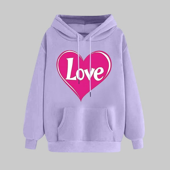 Spring Tops for Women 2025 Viikei Womens Blouse Plus Size,Women's Print Winter Hoodie Pullover Tops Long Sleeved Comfortable Sweatshirt Purple M