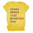 thumbnail image 1 of Spring Tops for Women America Too Shirt She A Good Girl and America Too 4Th of July Patriotic Independence Day Oversized Tshirts for Women Yellow, 1 of 3