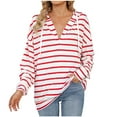 thumbnail image 1 of Spring Tops for Women!DianGeFu Womens Hoodies Pullover Plus Size,Women's Casual Loose Drawstring Hooded Striped Long Sleeve Sweatshirt Top,Red,XL, 1 of 5