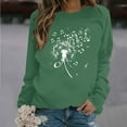 thumbnail image 1 of Spring Tops for Women Graphic Womens Sweatshirts Plus Size Womens Casual Long Sleeved Round Neck Hooded Graphic Shoulder Sweatshirt Green S, 1 of 4