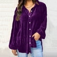 thumbnail image 1 of Spring Tops for Women Homenesgenics Velvet Tops for Women Women's Ladies V-Neck Loose Tops Casual T-Shirts Long Sleeve Blouse/Purple L, 1 of 6