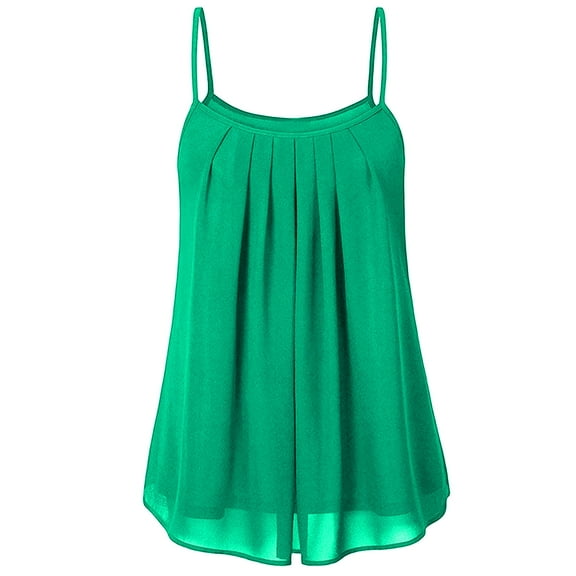 Spring Tops for Women Homenesgenics Girls Tank Tops Women's Summer Plus Size Casual Loose Solid Color Suspender Vest Suspender Top Green XXXL