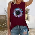 thumbnail image 1 of Spring Tops for Women Homenesgenics Tank Tops for Women Clearance under $5 Womens Casual Loose Fit Plus Size Sunflower Printed Tee Red L, 1 of 5