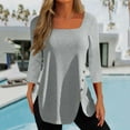 thumbnail image 1 of Spring Tops for Women Ladies Tops 3/4 Sleeve Fashion Women Solid T-shirt Mid-length 3/4 Sleeve Blouse Round Neck Casual Tops, 1 of 5
