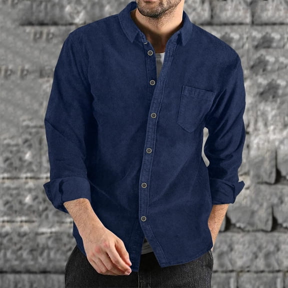 Spring Tops for Women Mens Shirts with Pockets Men Casual Turndown Long Sleeve Solid Pocket Cardigan Button Down Shirt