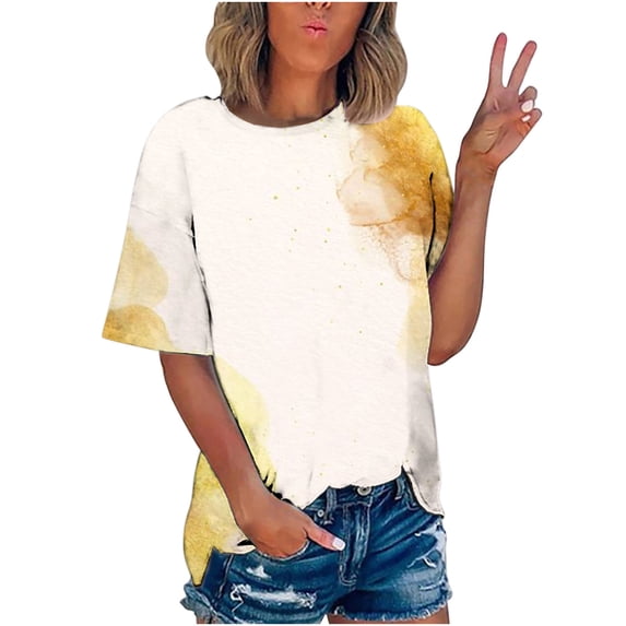Spring Tops for Women Summer+Tops Fitted Tshirts Shirts Cropped Ladies Tops And Blouses for Wedding Solid Loose Basic T Shirts Tee