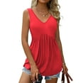 thumbnail image 1 of Spring Tops for Women Tank Tops for Women Fashion Summer V-Neck Sleeveless Solid Casual Tank Top Blouse Womens Clothes under $8, 1 of 9